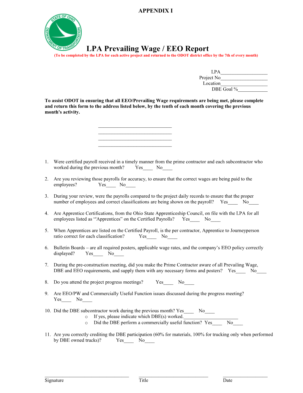 LPA EEO/Prevailing Wage Questionnaire
