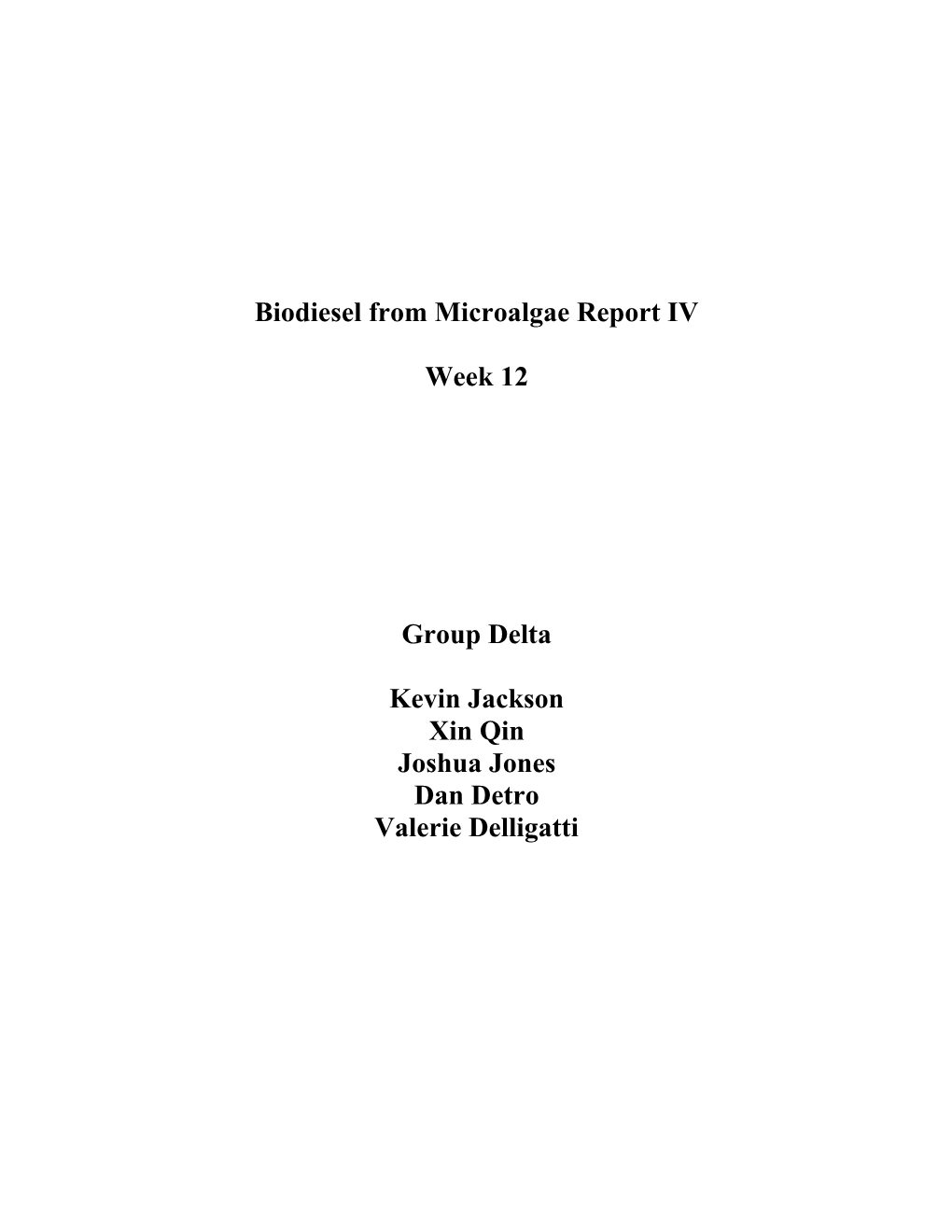 Biodiesel from Microalgae Report