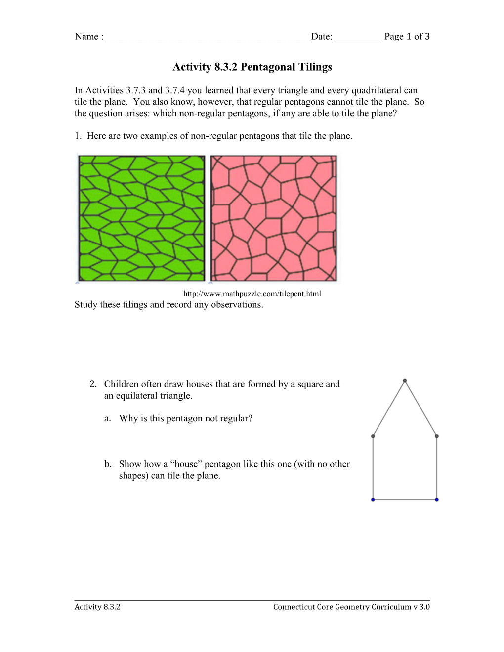 Activity 8.3.2 Pentagonal Tilings