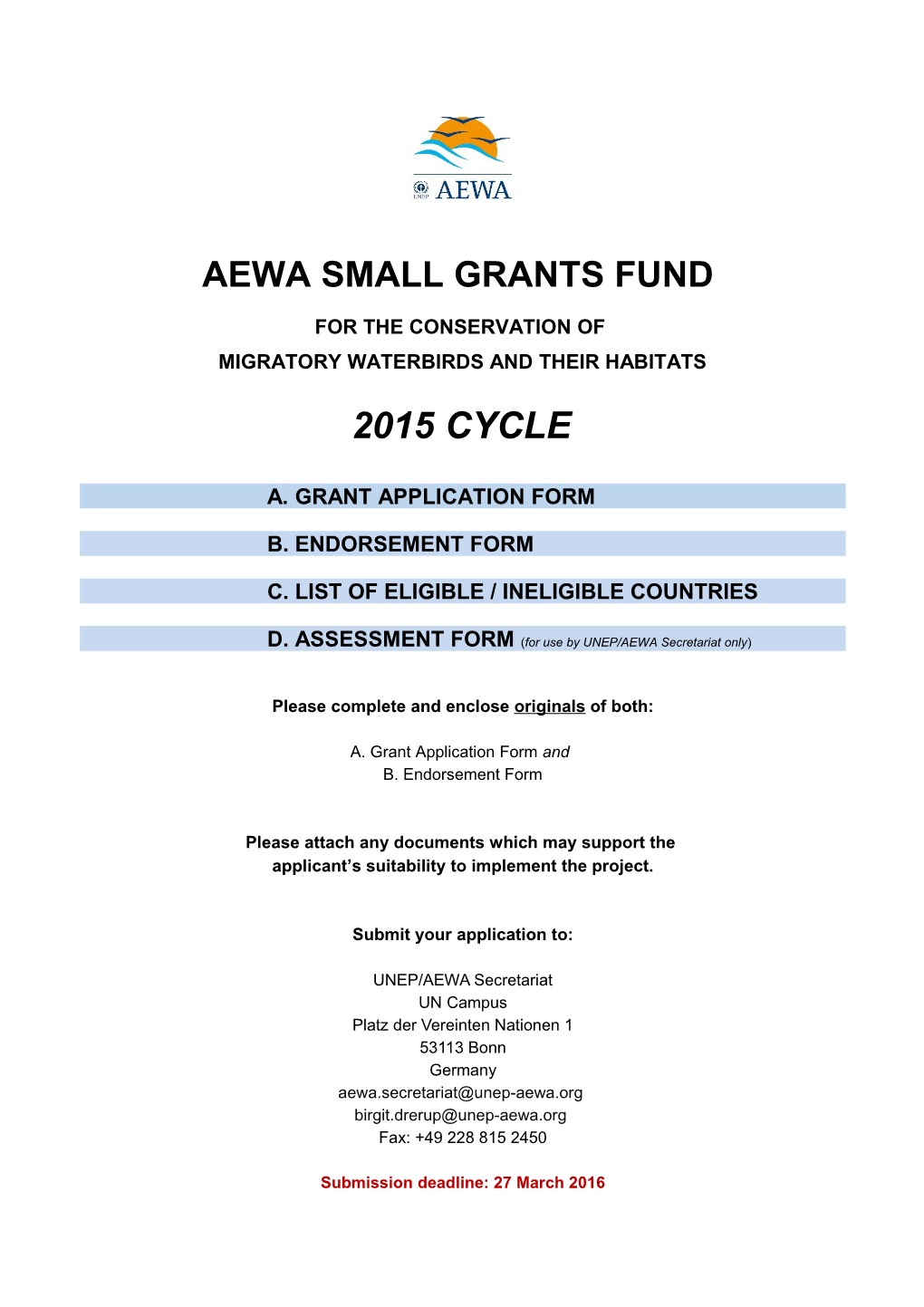 Aewa Small Grants Fund For