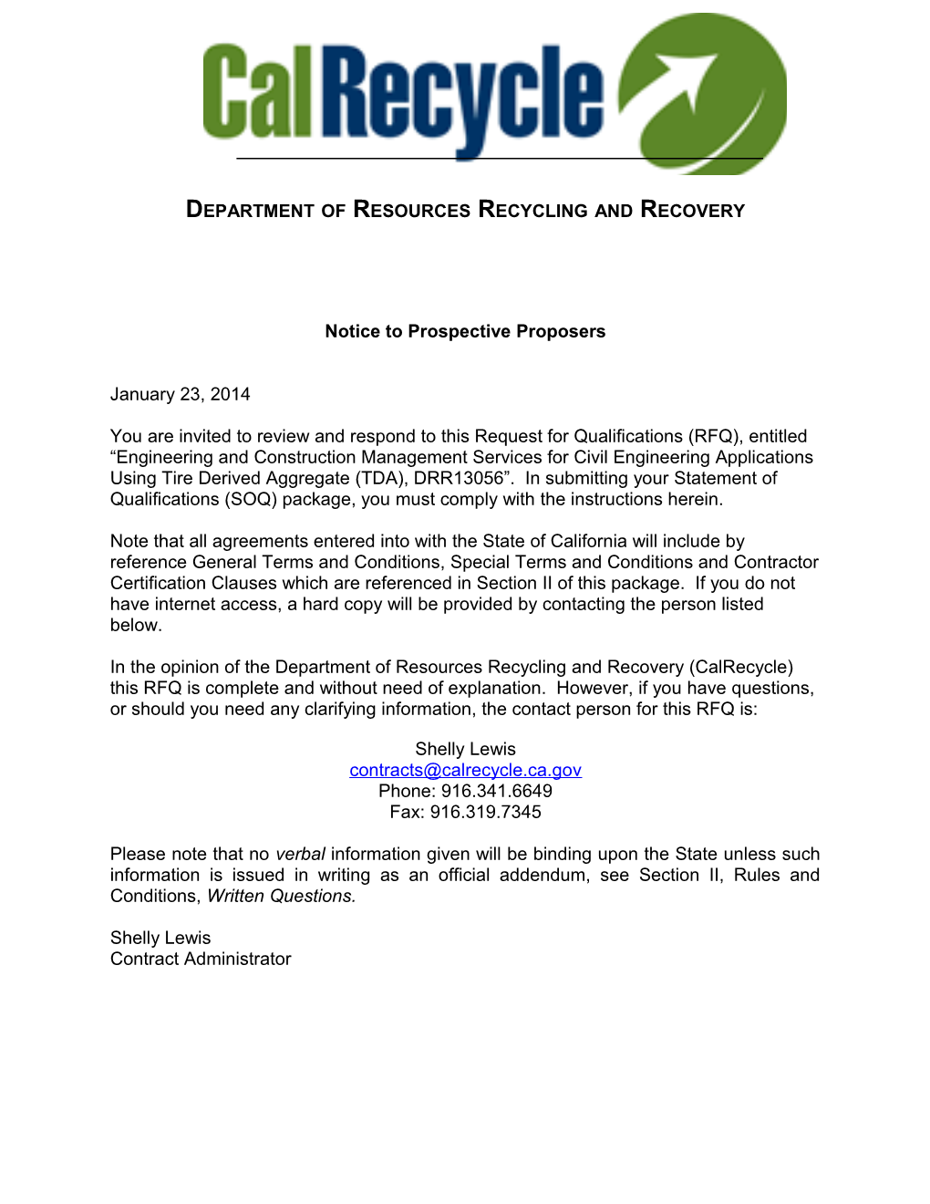 Notice to Prospective Proposers s1