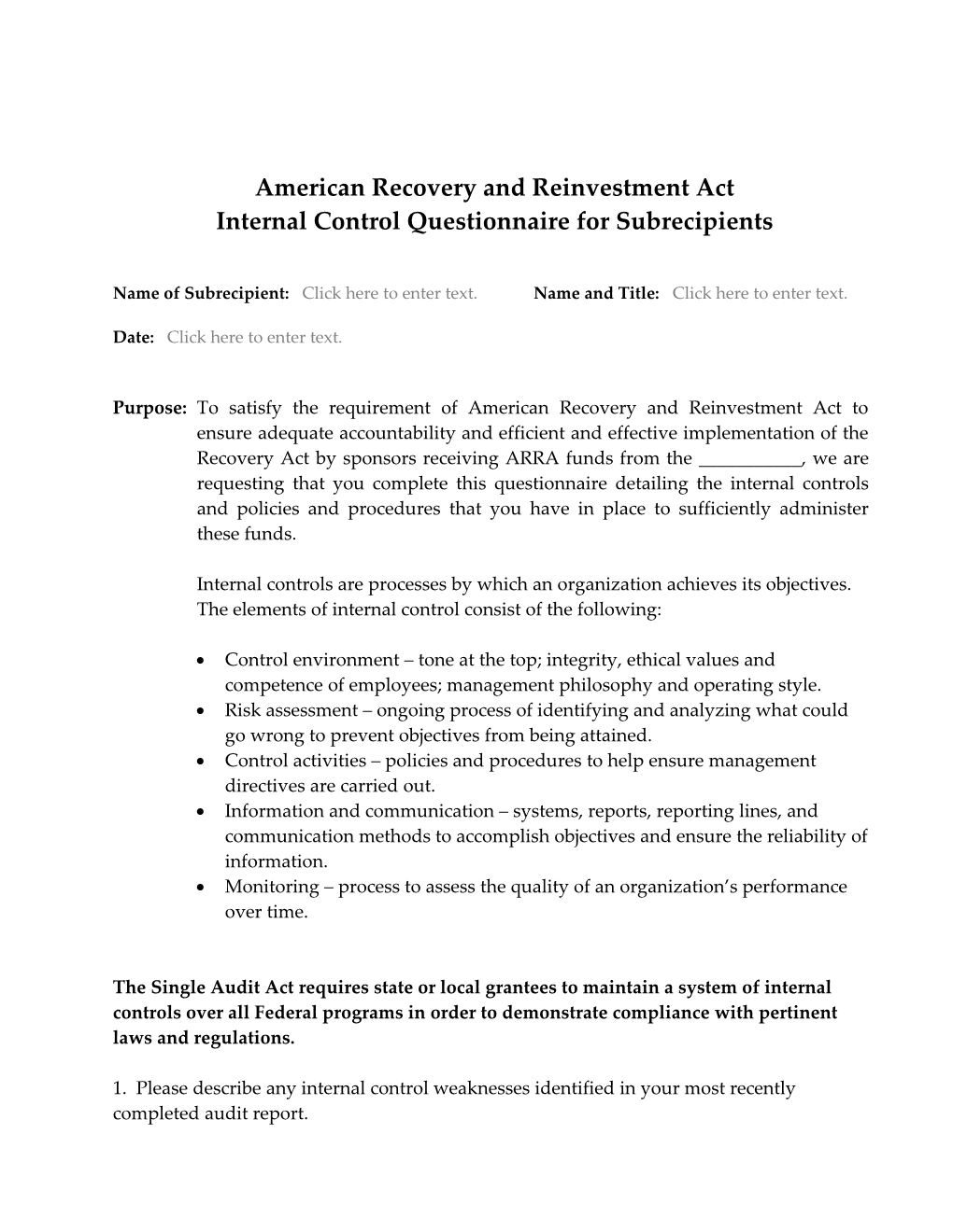 Subrecipient Monitoring ICQ