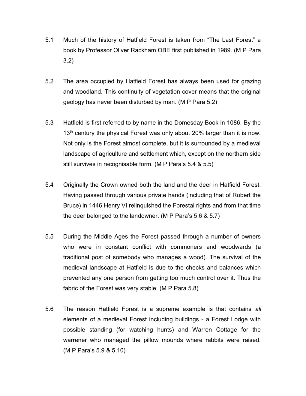 Summary of Proof of Evidence by the National Trust in Respect of Hatfield Forest