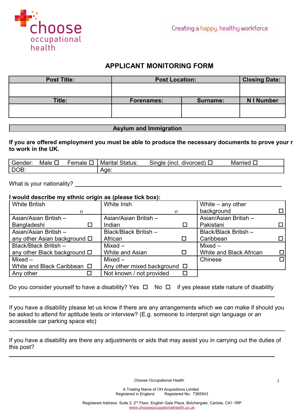 Application for Employment s154
