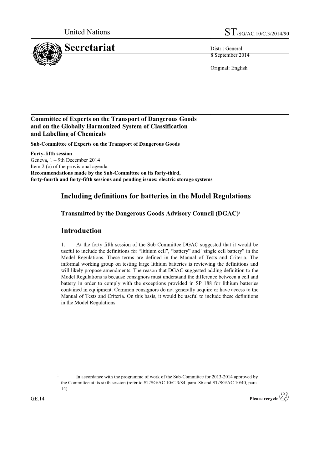 Sub-Committee of Experts on the Transport of Dangerous Goods s8