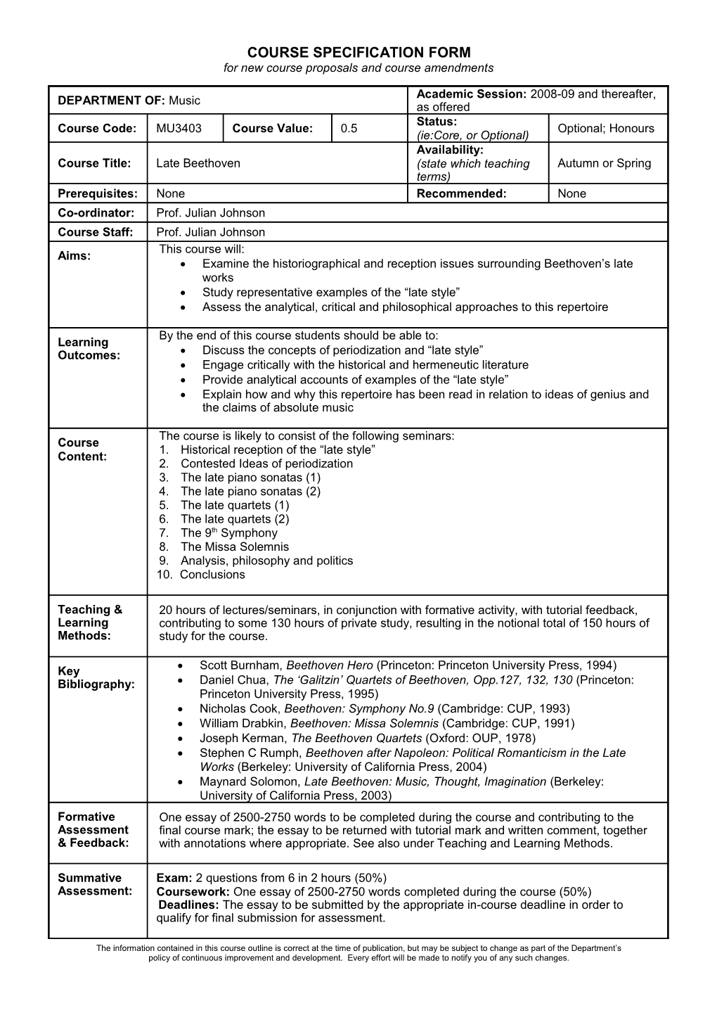 For New Course Proposals and Course Amendments