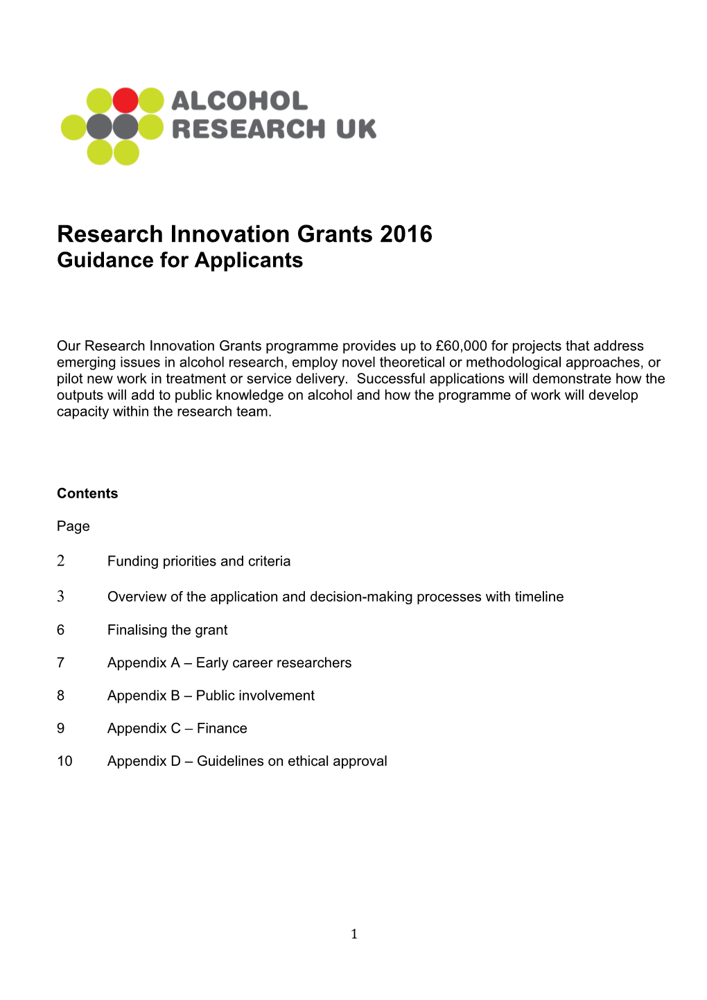 Research Innovation Grants 2016