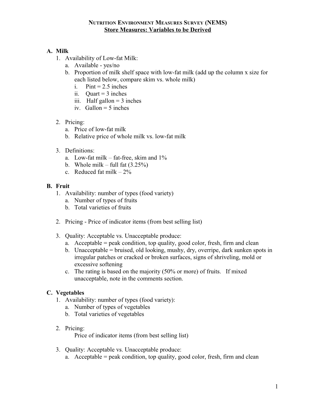 Variables to Be Derived