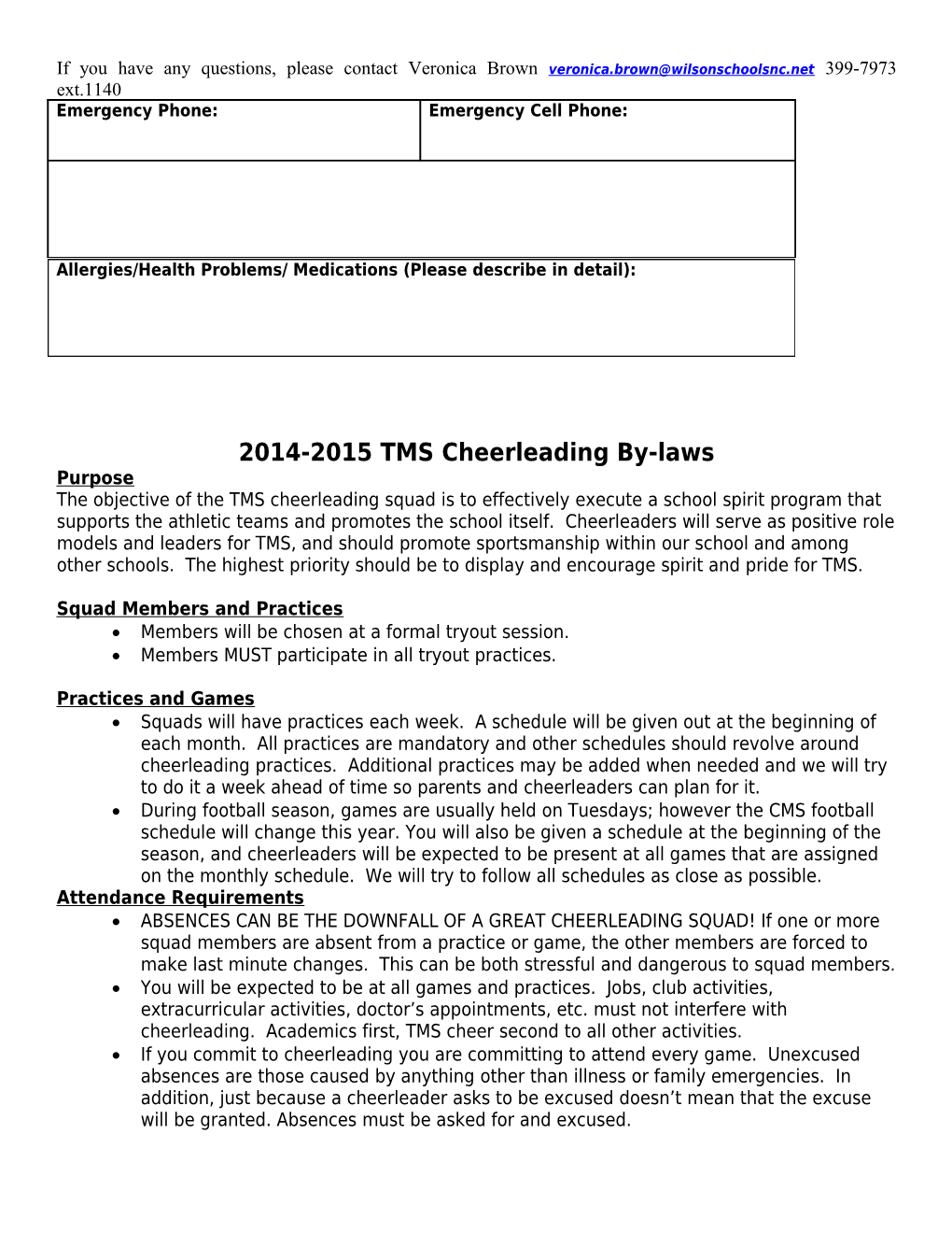 Butler High School Cheerleading Tryout Packet s1