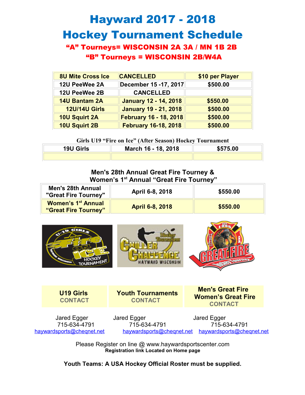 2003-2004 Hockey Tournament Schedule
