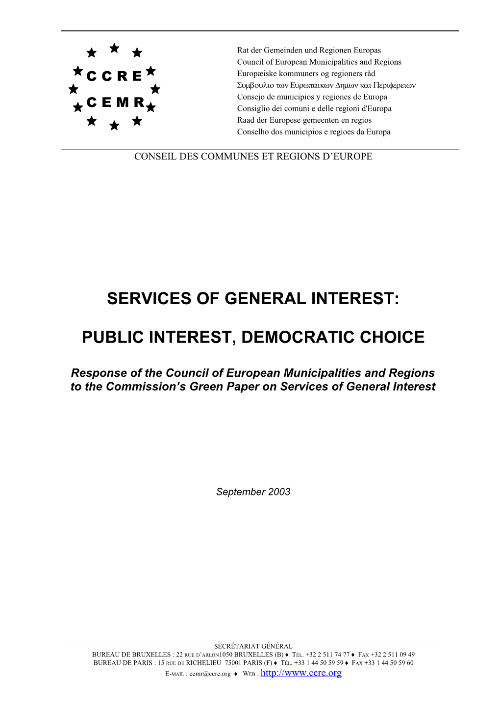 Services of General Interest