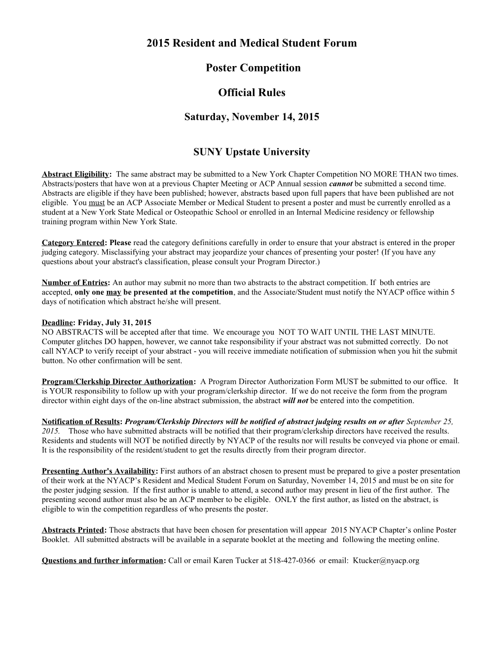 Official Rules for New York Chapter ACP Abstract Competitions s1