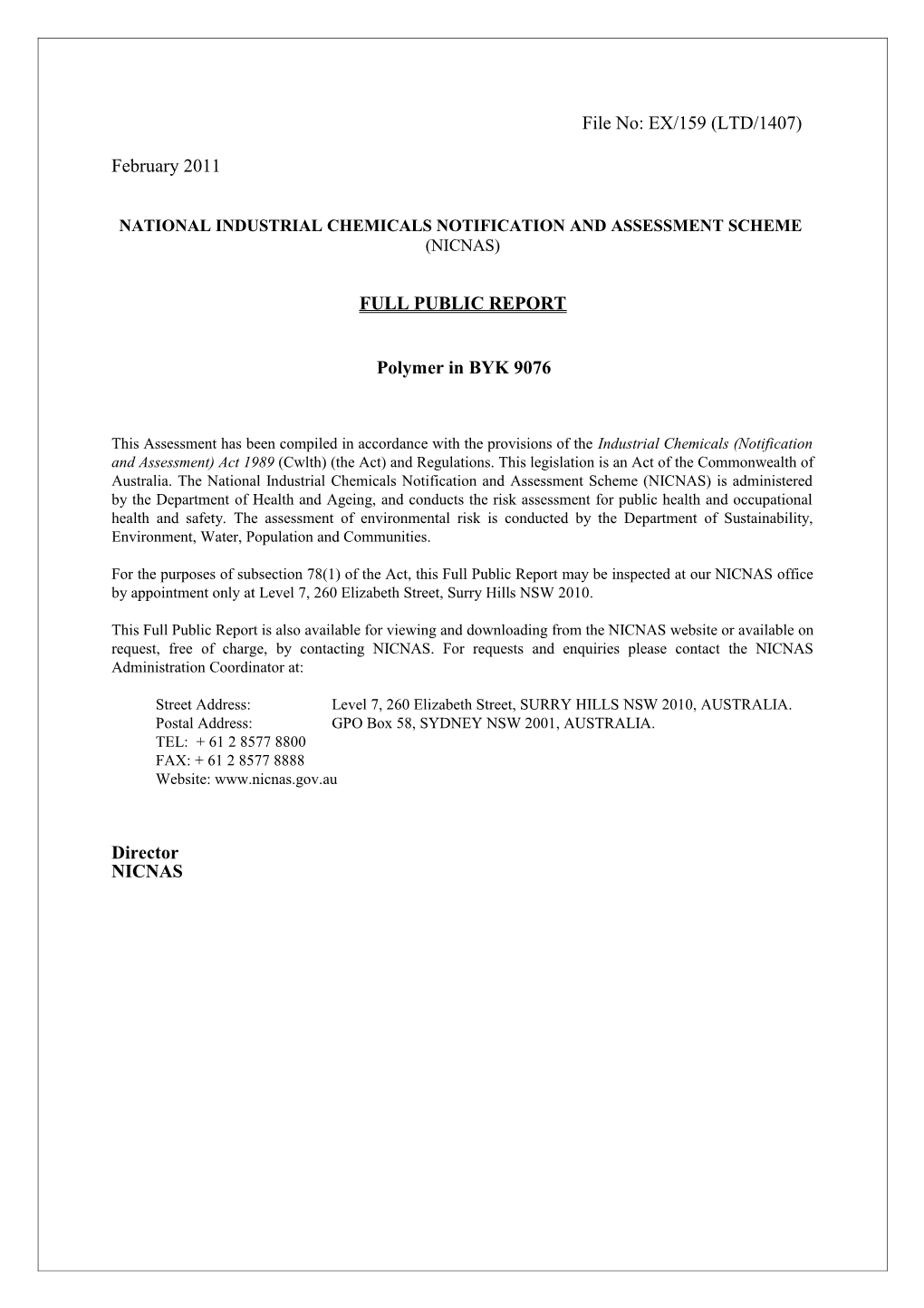 National Industrial Chemicals Notification and Assessment Scheme s34