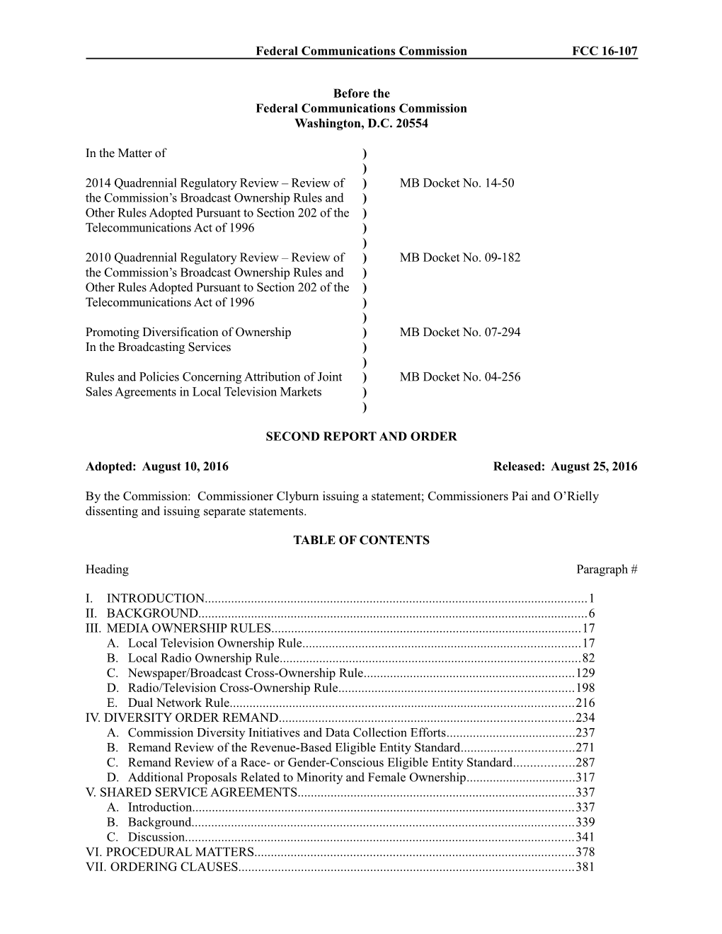 Federal Communications Commission FCC 16-107