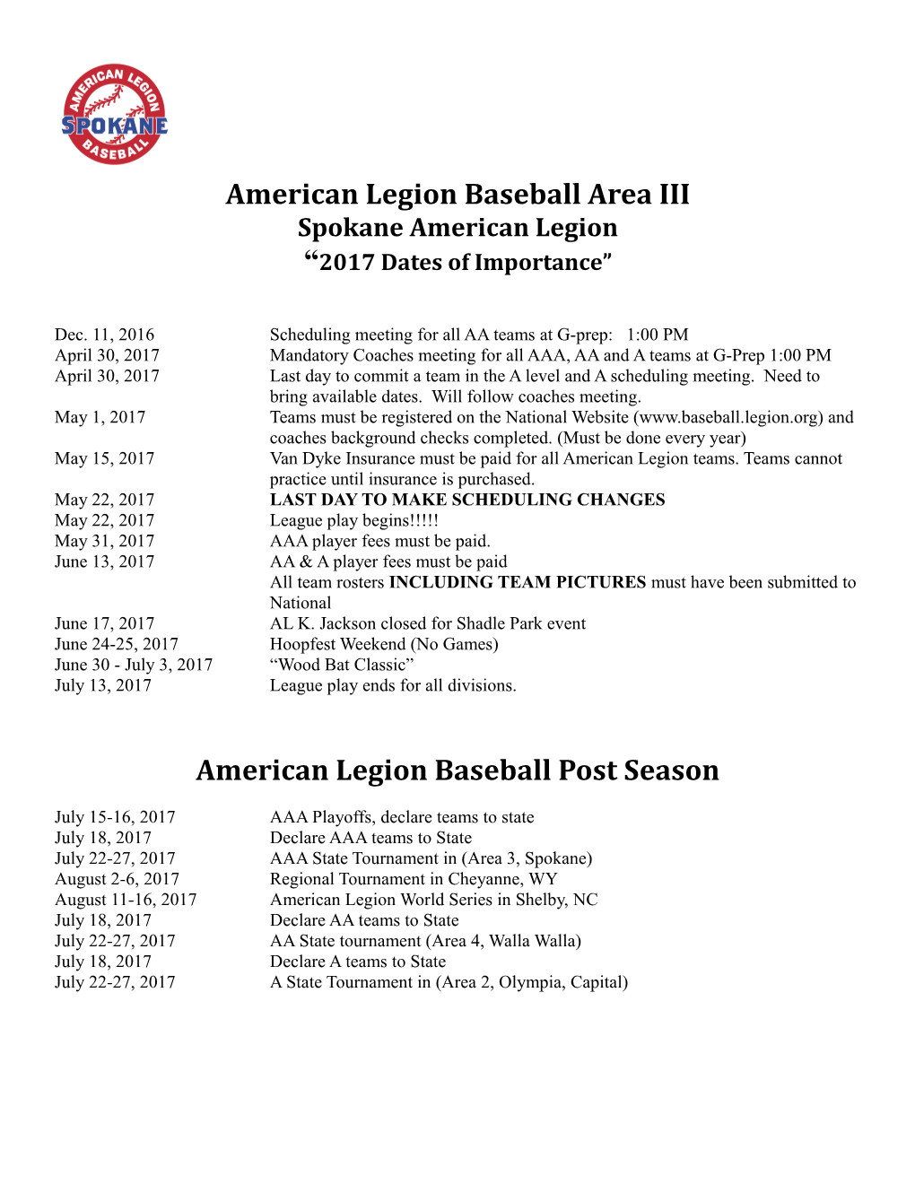 American Legion Baseball Area III