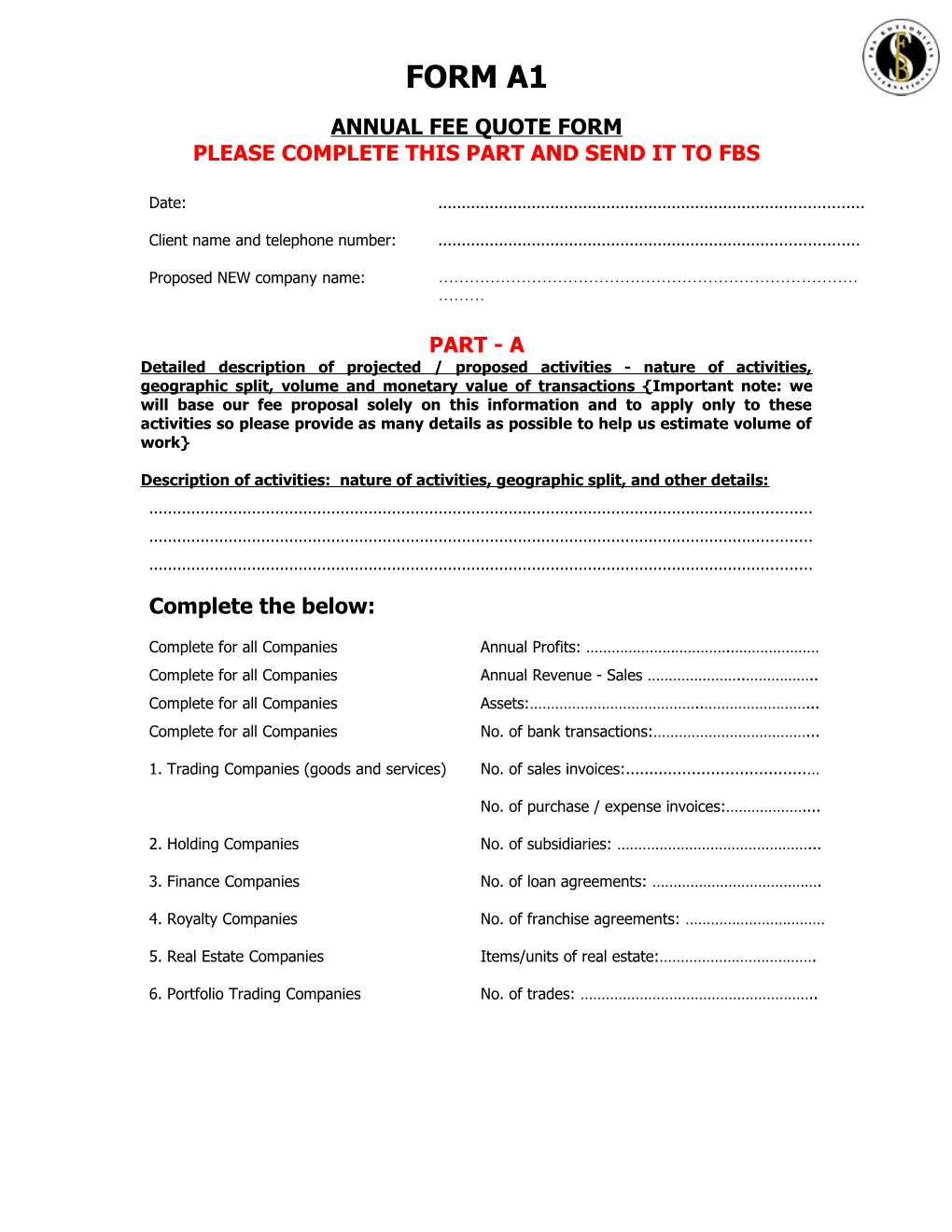 Annual Fee Proposal Form