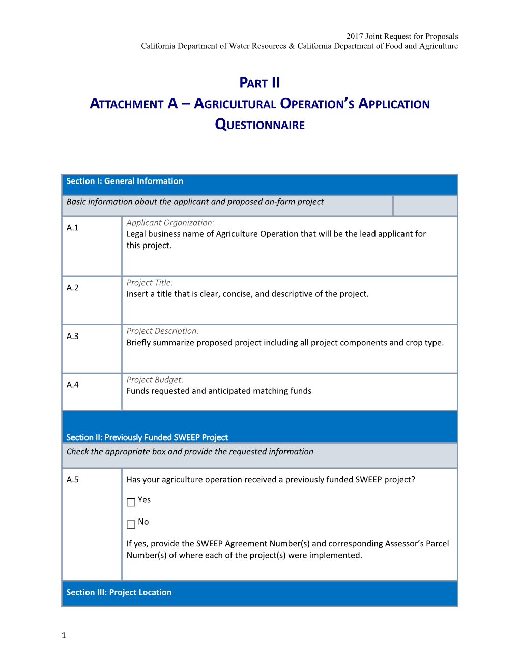 2017 Joint Request for Proposals