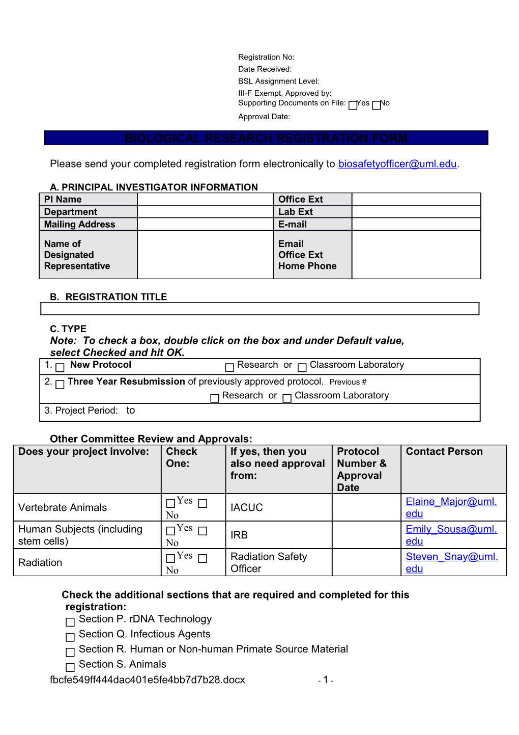 Protocol Review Form