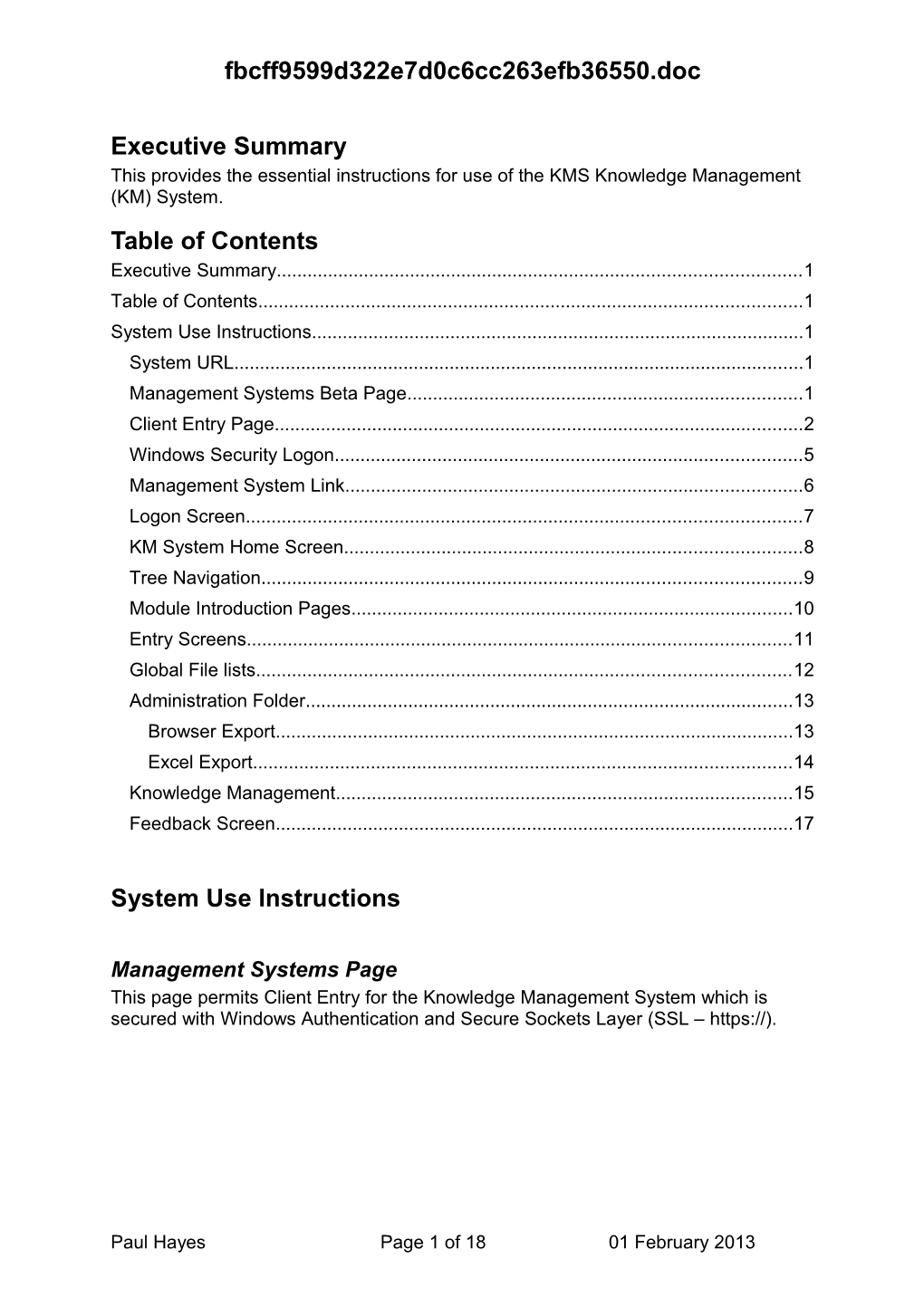 Kmsystem User Instructions