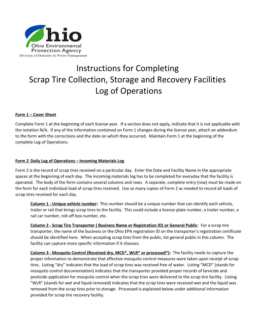 Scrap Tire Collection, Storage and Recovery Facilities