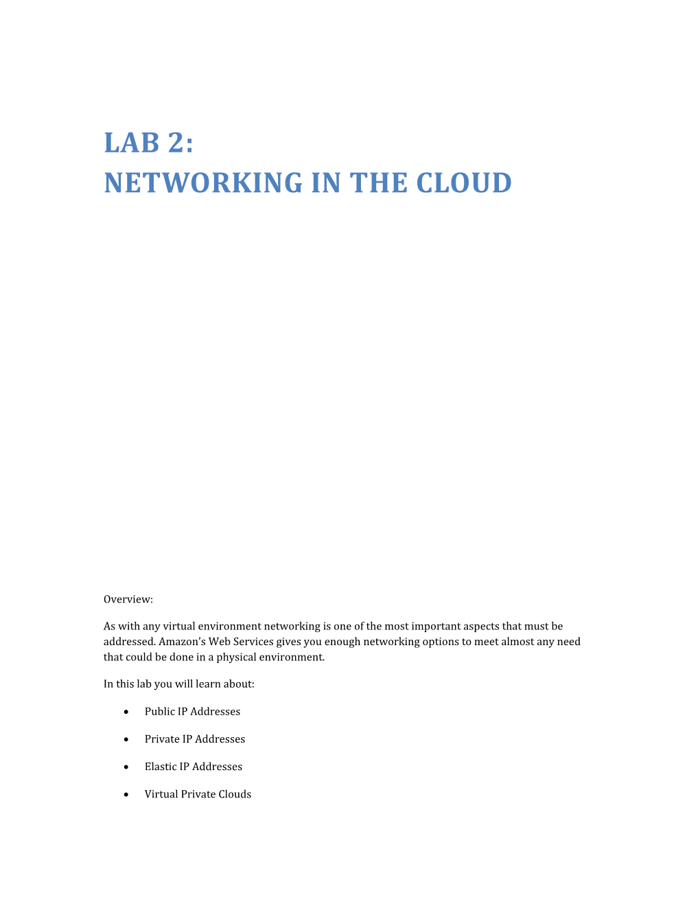 Lab 2: Networking in the Cloud