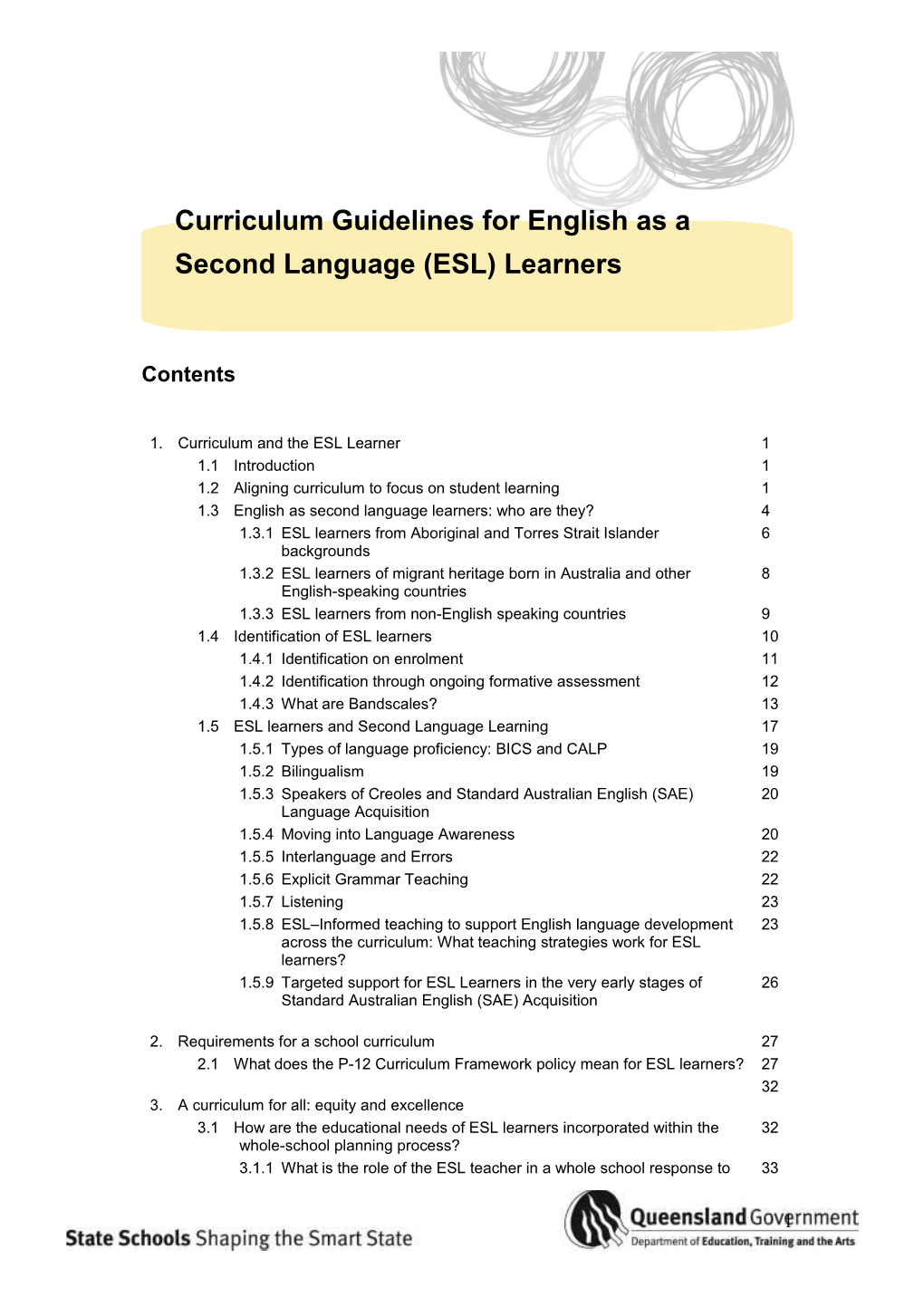 Guidelines For English As Second Language (ESL) Learners