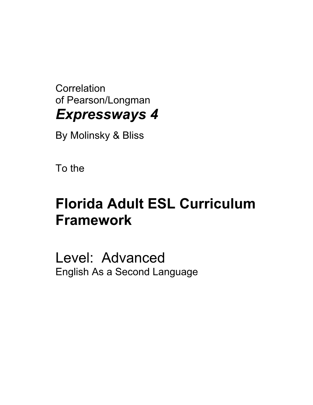 Florida Adult ESL Curriculum Framework