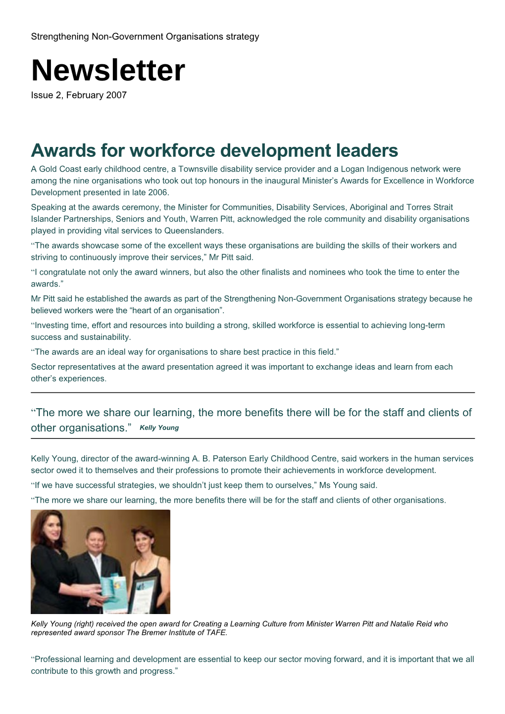Awards For Workforce Development Leaders