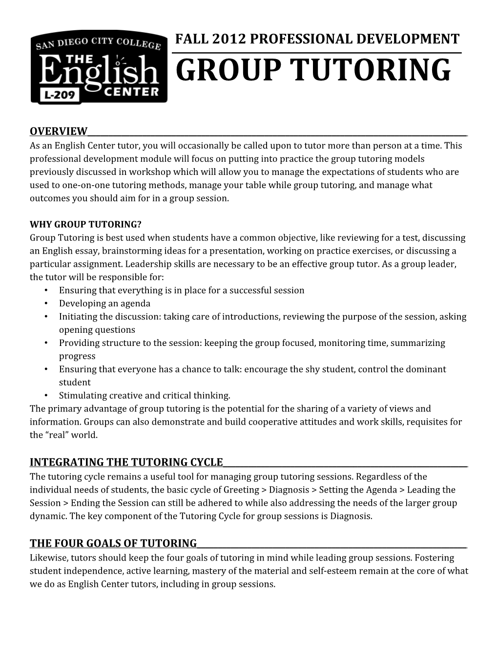 Why Group Tutoring?