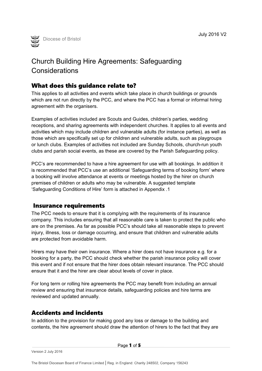 Church Building Hire Agreements: Safeguarding Considerations