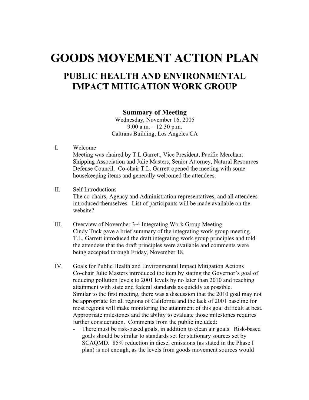 Goods Movement Action Plan