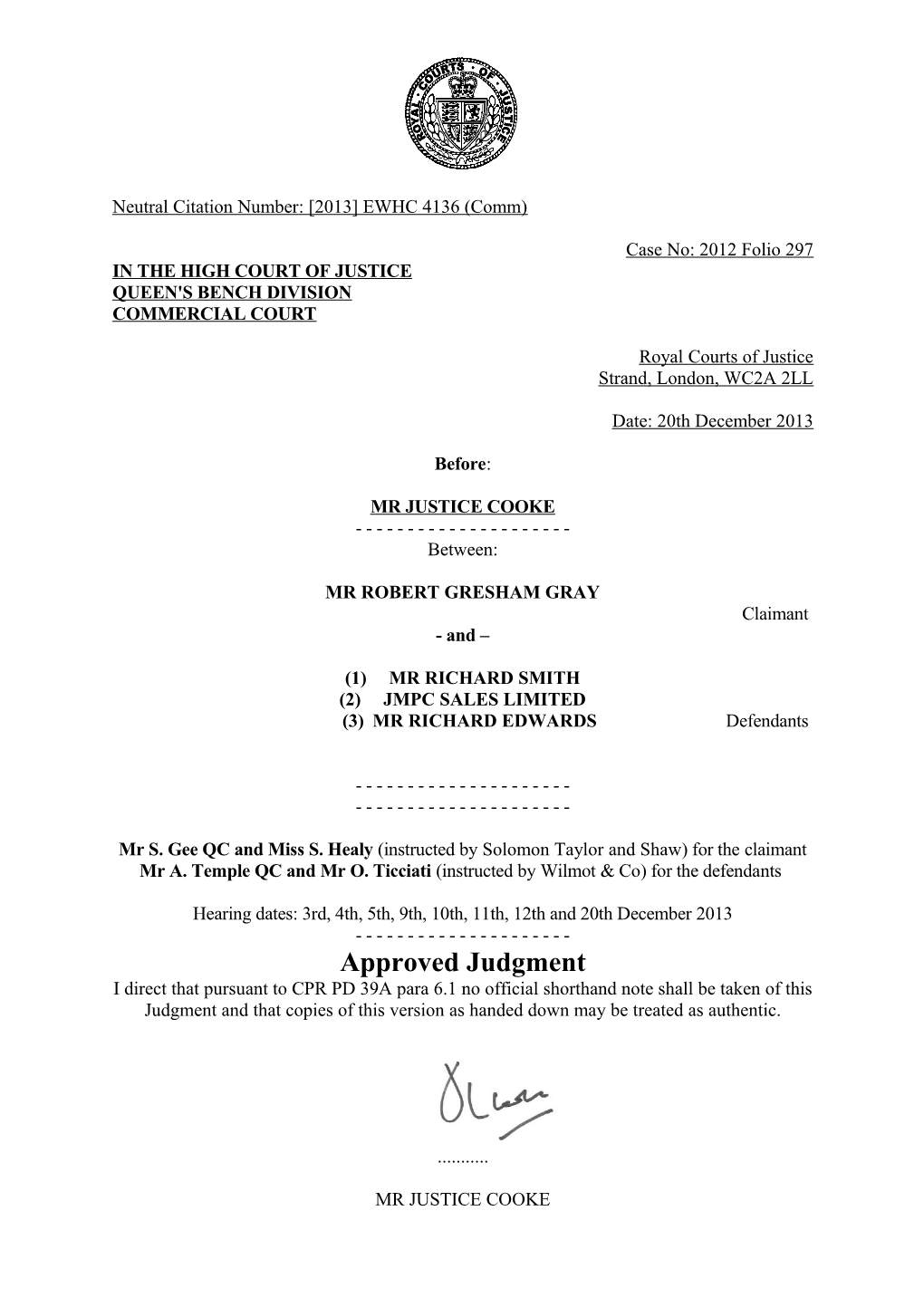 High Court Judgment Template s1