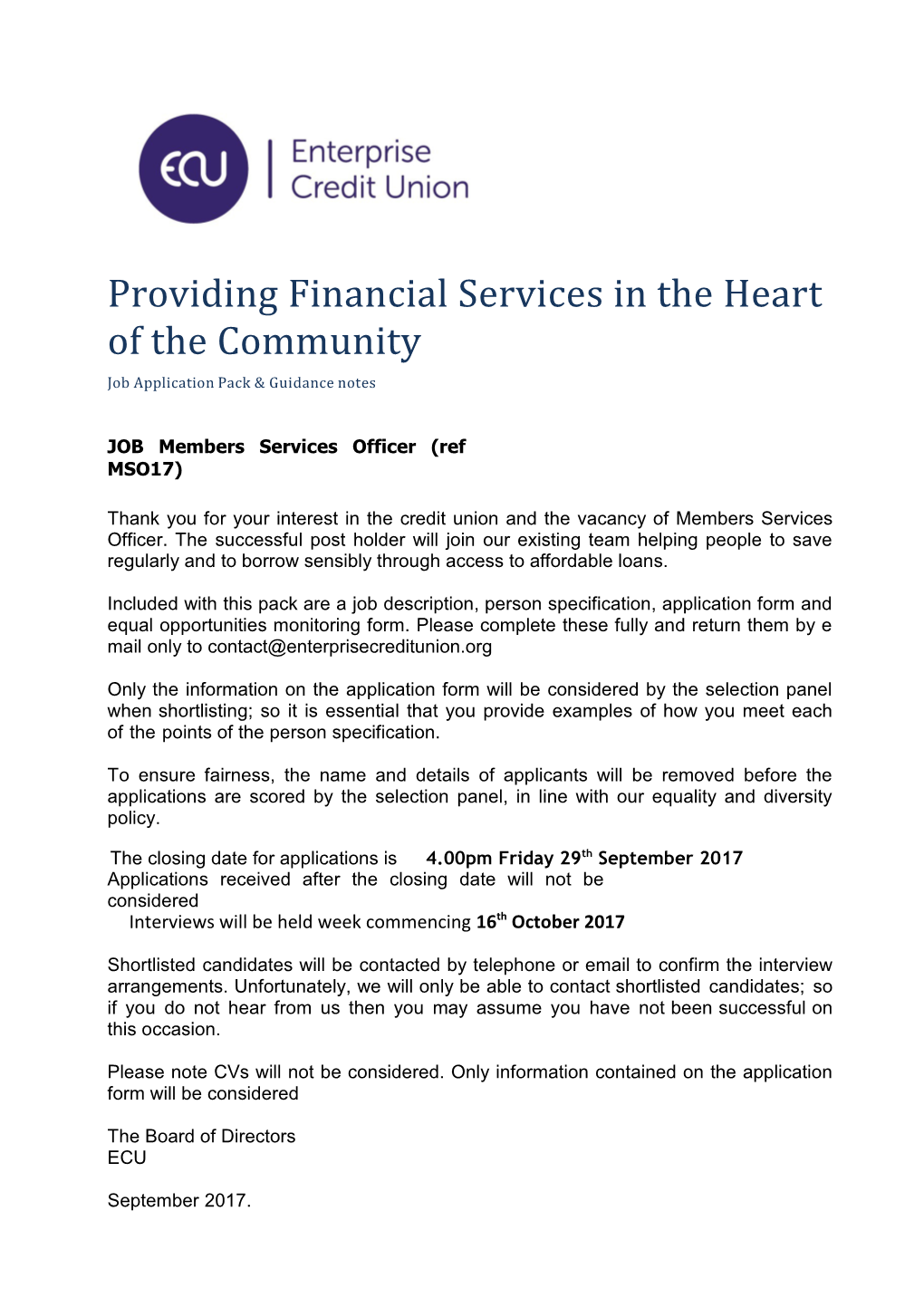 Providing Financial Services in the Heart of the Community