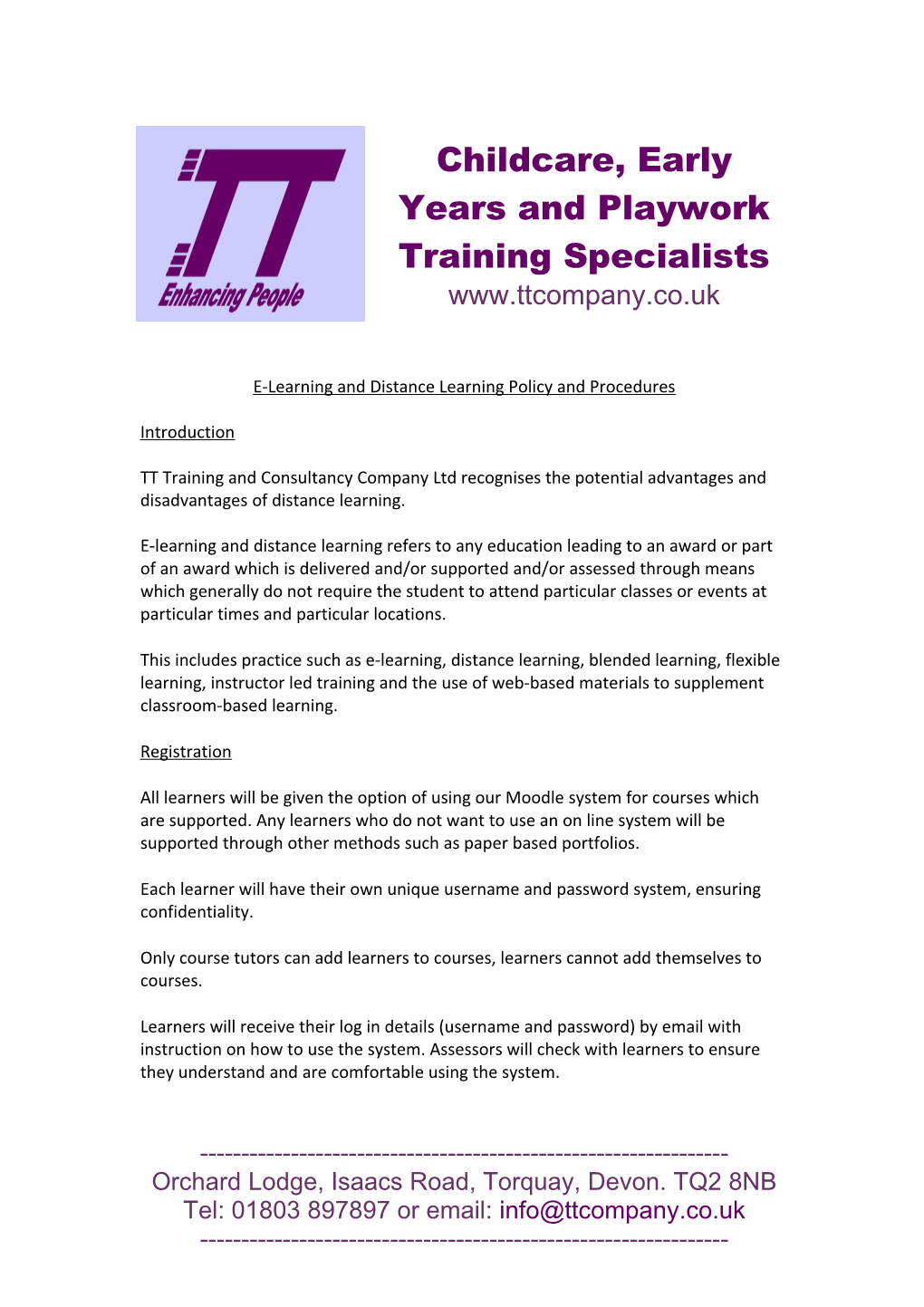 Childcare, Early Years and Playwork Training Specialists
