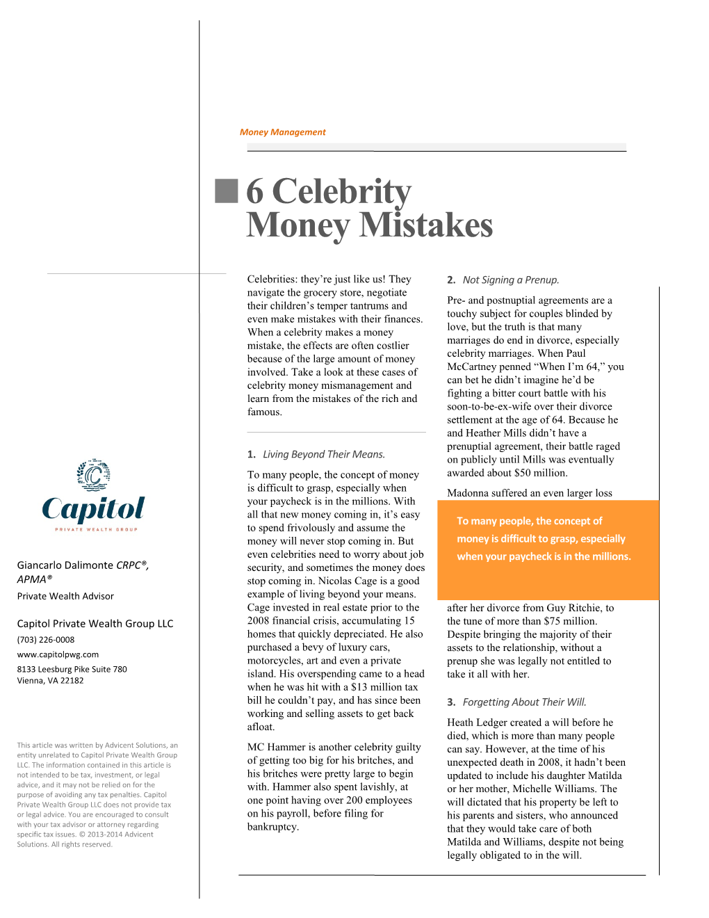 6 Celebrity Money Mistakes