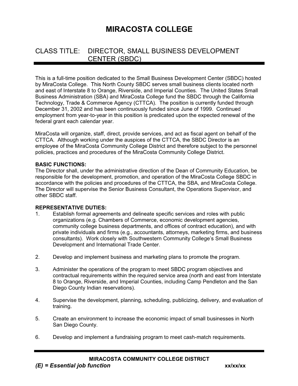 Director, Small Business Development Center (SBDC)