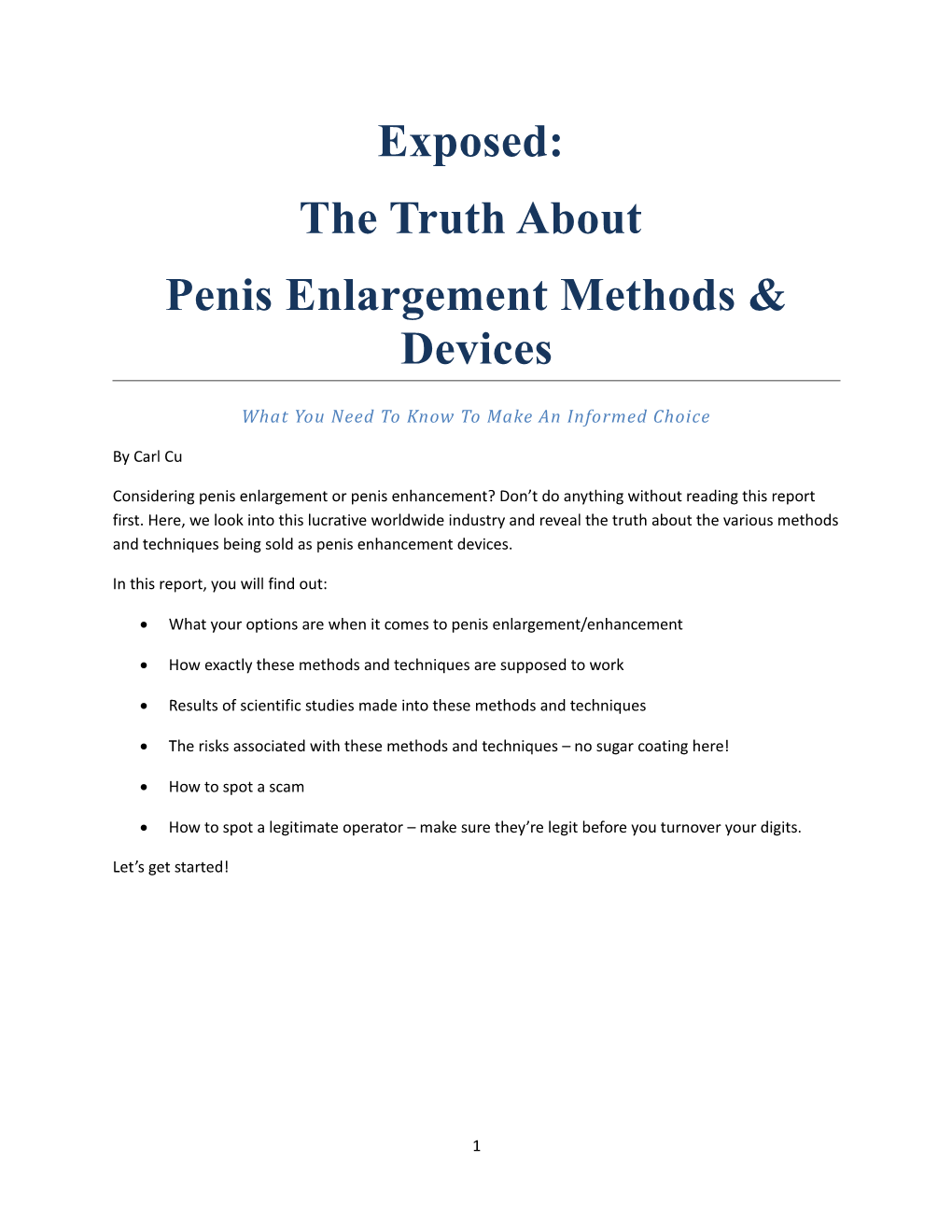 Penis Enlargement Methods & Devices