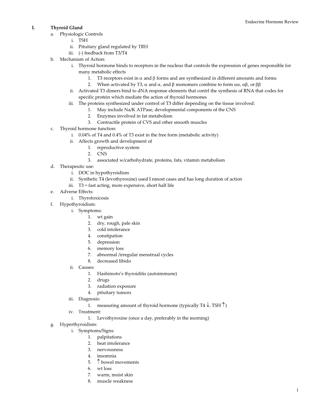 Endocrine Hormone Review