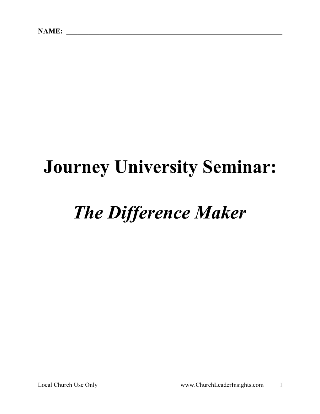 Journey University Seminar