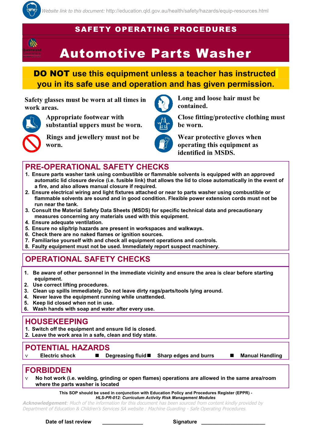 Safety Operating Procedure s4