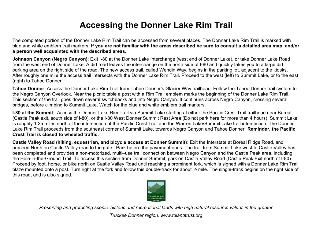 Donner Lake Rim Trail