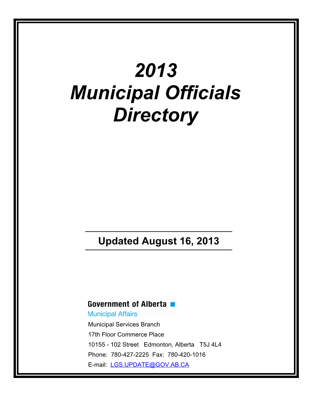 2013 Municipal Officials Directory