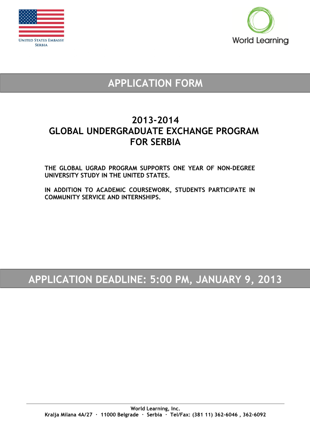 Global UGRAD Exchange Program2013-2014