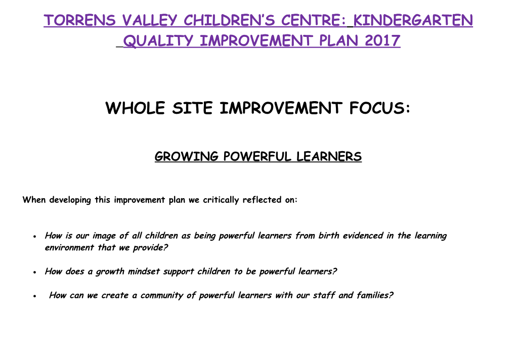 Torrens Valley Children S Centre: Kindergarten