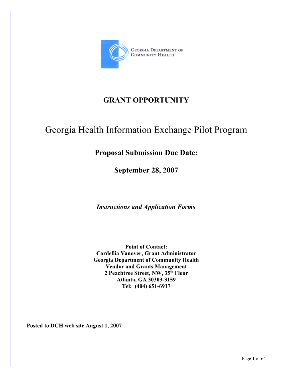 Georgia Health Information Exchange Pilot Program