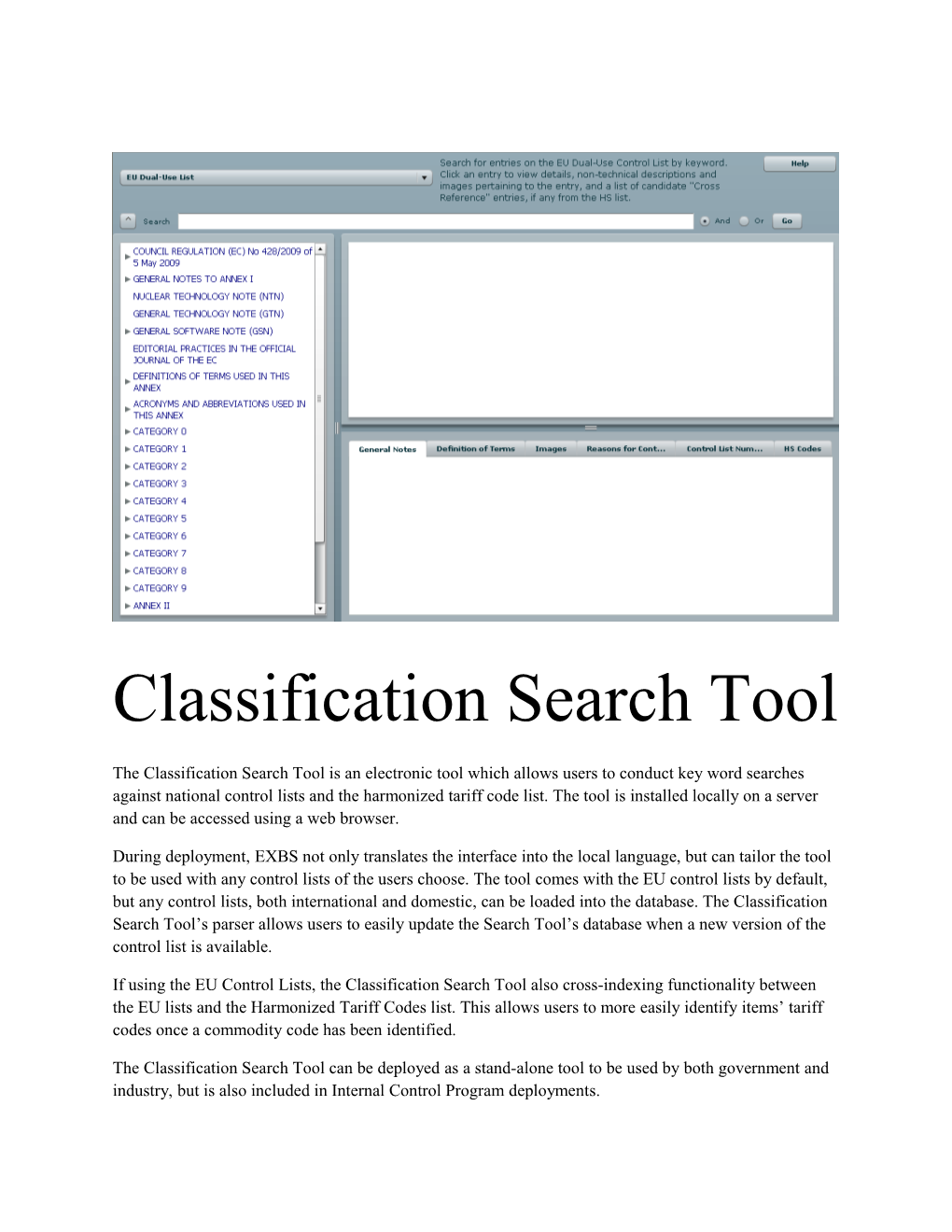 Classification Search Tool