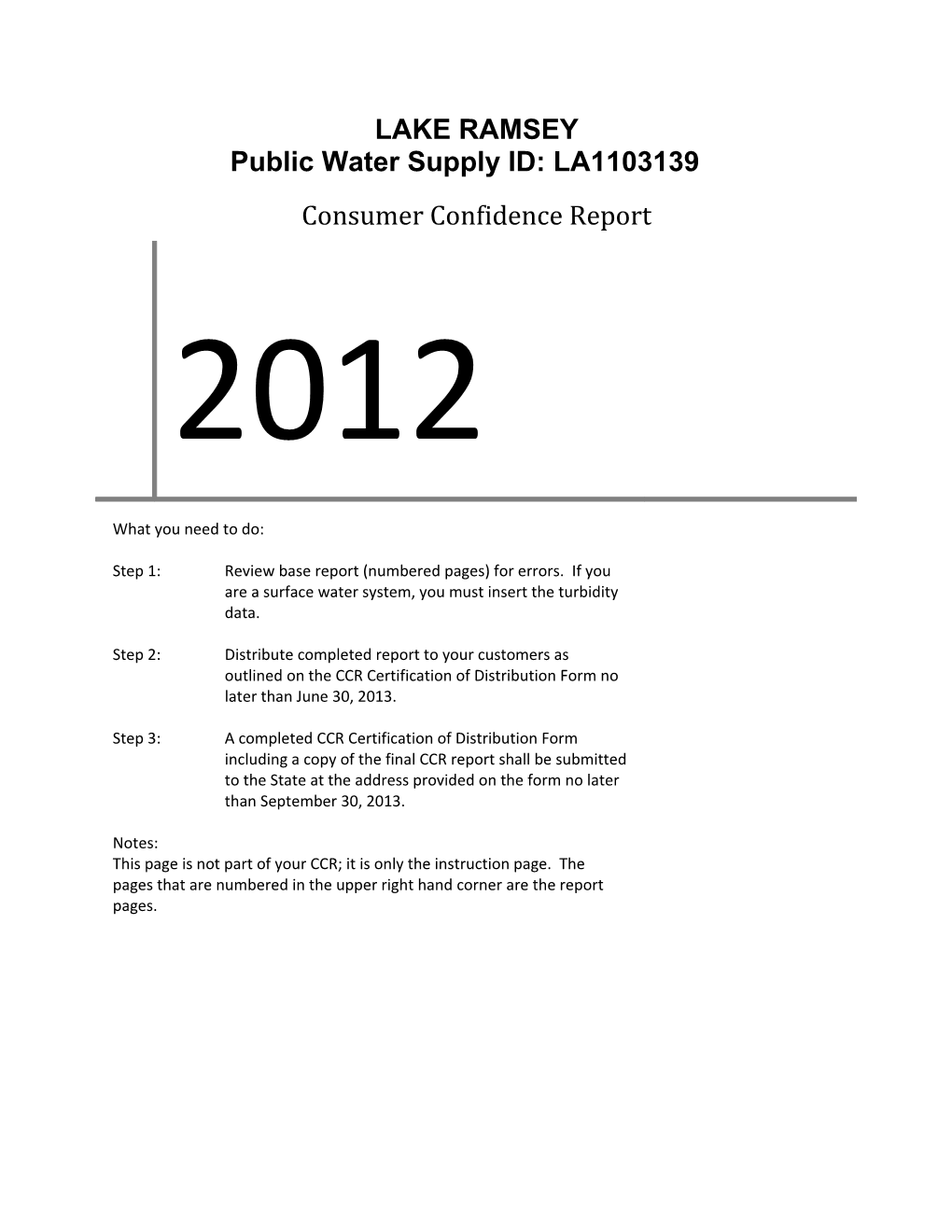 Public Water Supply ID: LA1103139