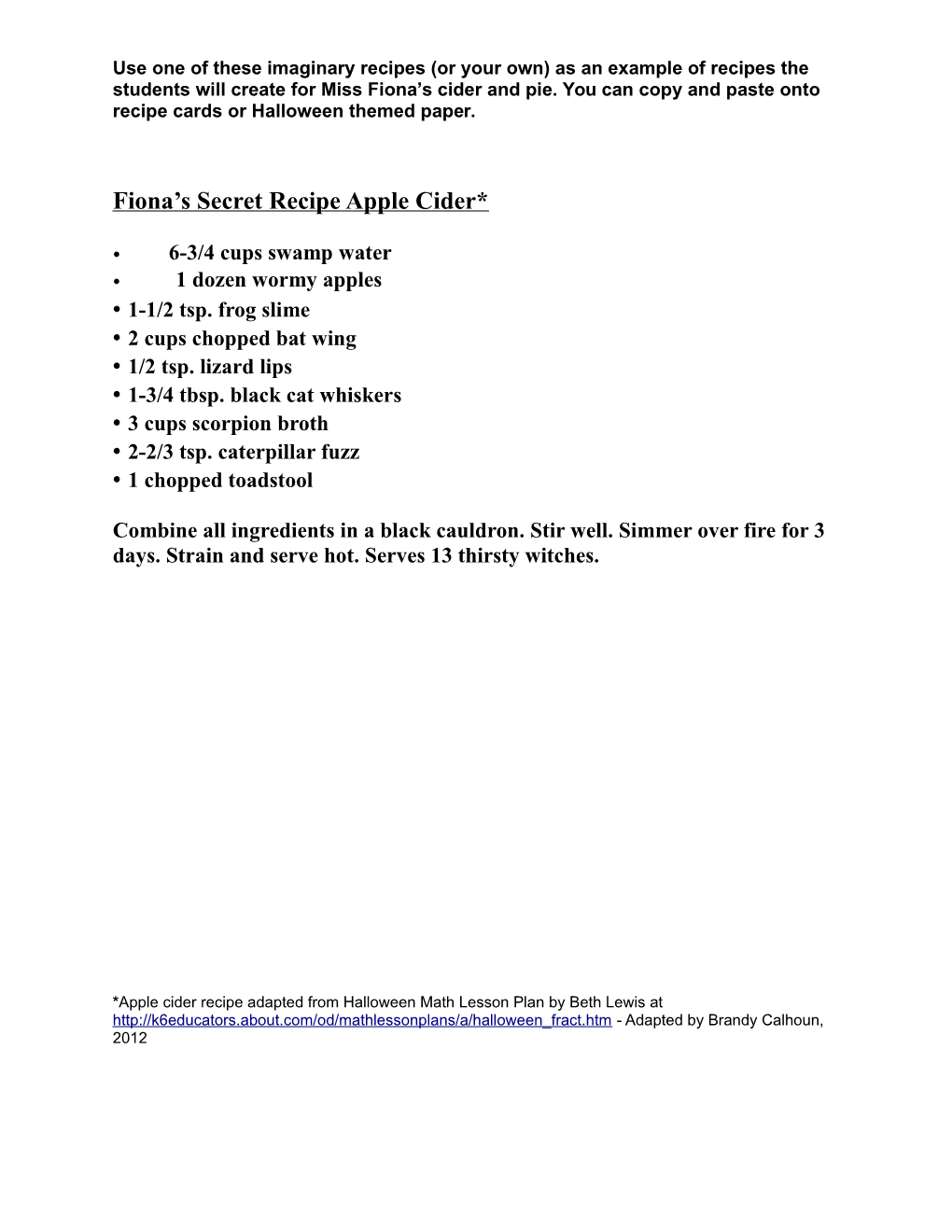 Fiona S Secret Recipe Apple Cider*