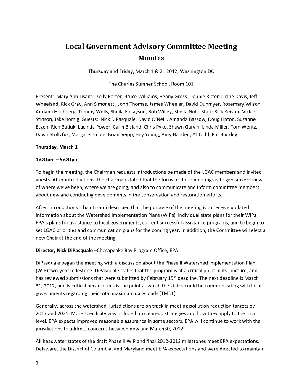 Local Government Advisory Committee Meeting