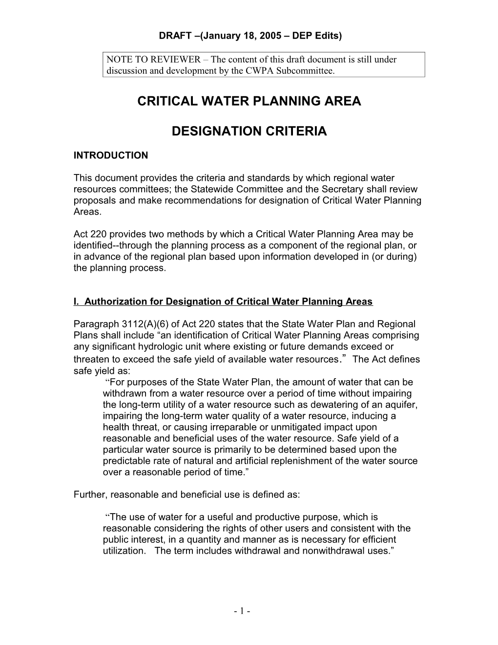 Guidelines for Revising Pennsylvannia S State Water Plan